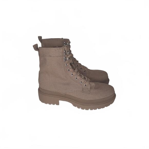 H&M Dark Beige Women's Lace-Up Ankle Boots Size 7 - Picture 1 of 4